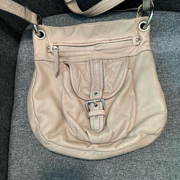 Tano brand crossbody taupe leather purse. - Picture 5 of 7